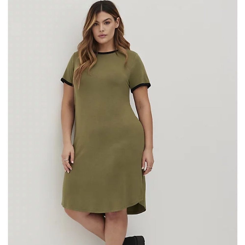Torrid Olive Ringer T-Shirt Super Soft Dress